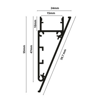 LED Alu Profil Wandmontage inkl. Abdeckung matt 2000mm